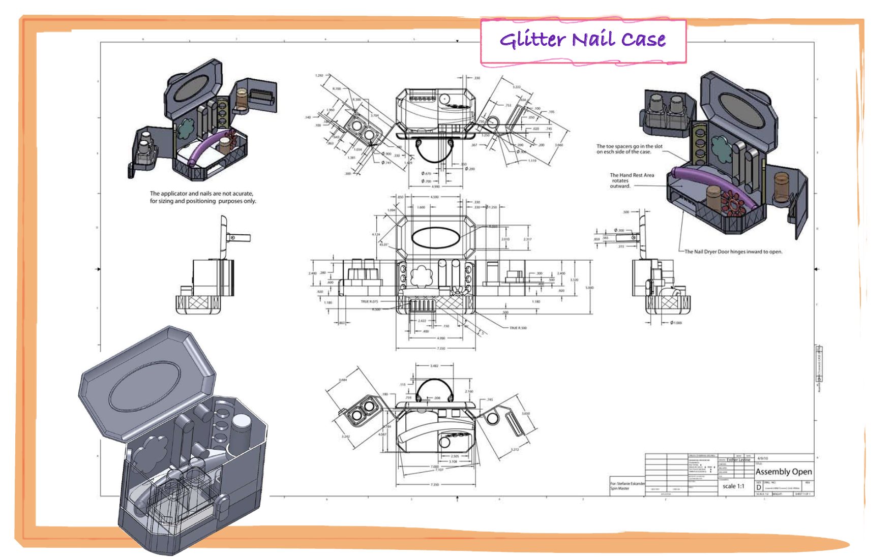 Beauty, Wellness, Storage & Furniture, Glitter Nail Case control drawing, image 1
